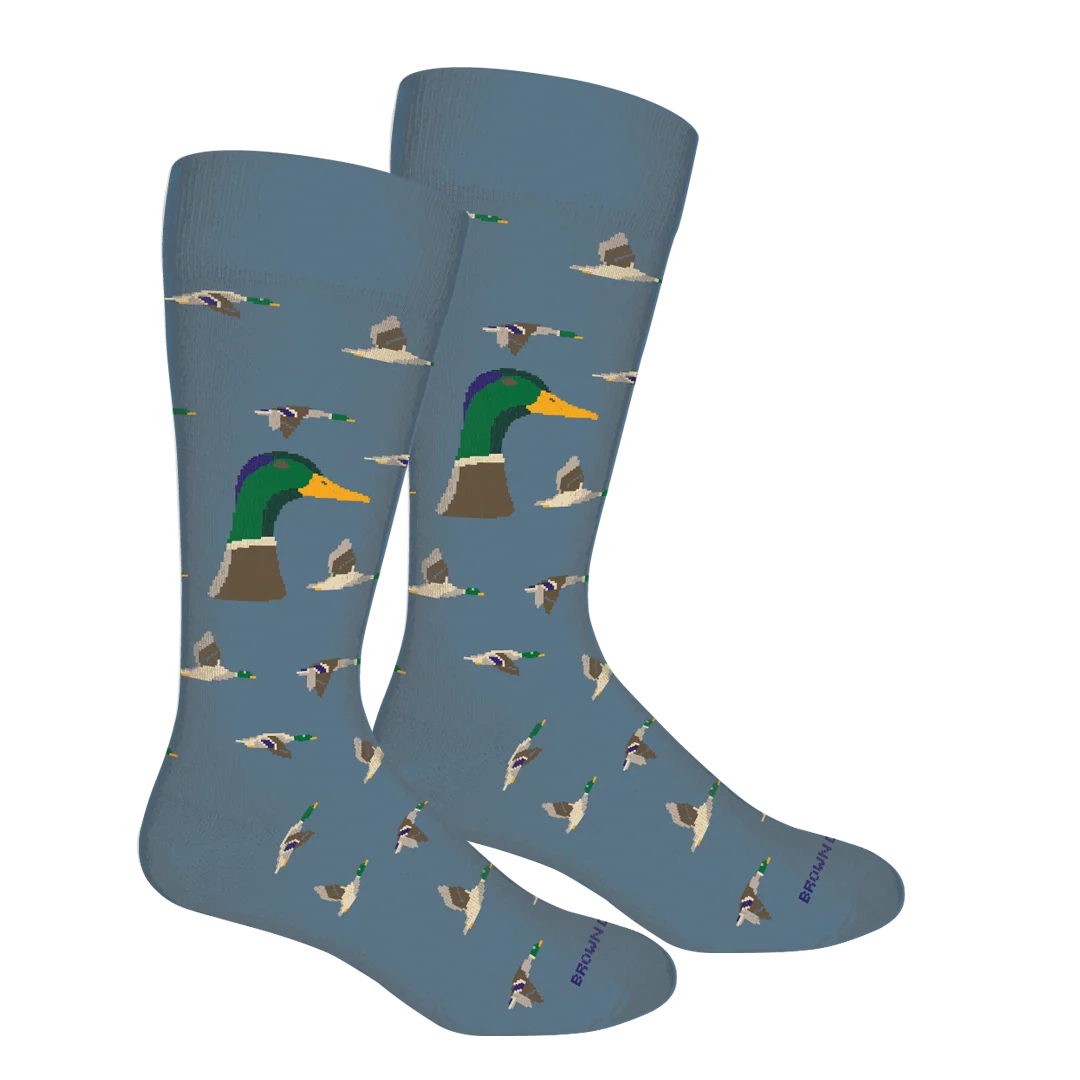 Mallard Head Bluestone Brown Dog Socks