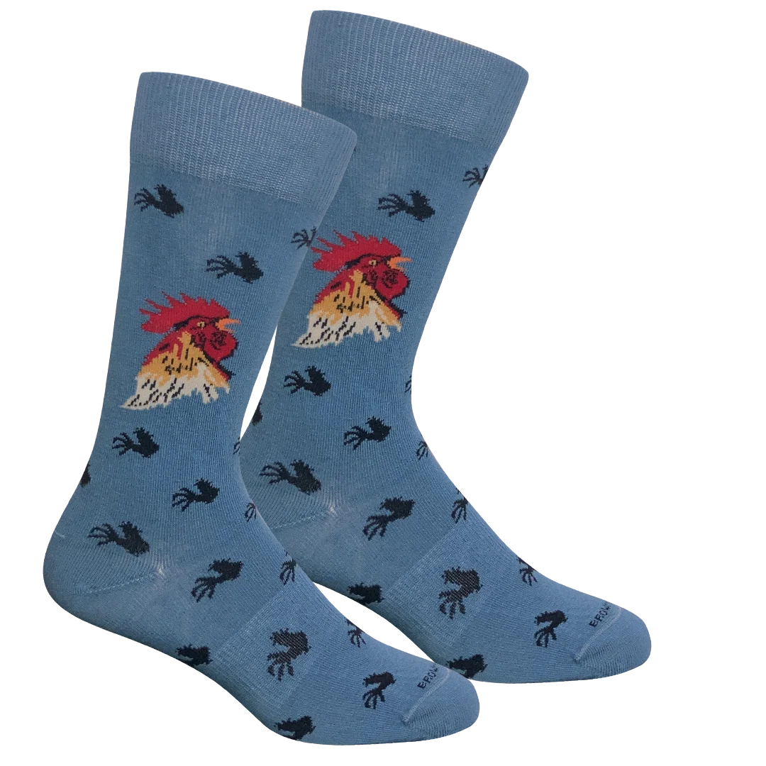 Rooster Head Bluestone Brown Dog Socks