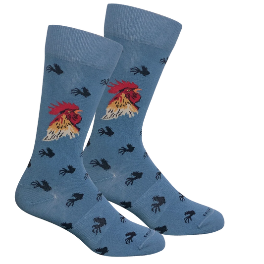 Rooster Head Bluestone Brown Dog Socks