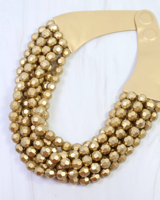 Cadence Multi Layered Beaded Necklace Worn Gold