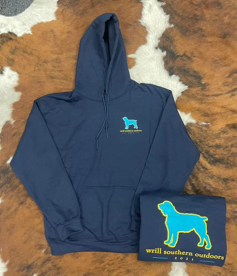 WSO Navy/Turquoise/Yellow Dog Adult Hoodie