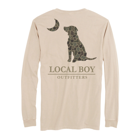 Local Boy Youth Brush Camo Dog & Moon LS Tee