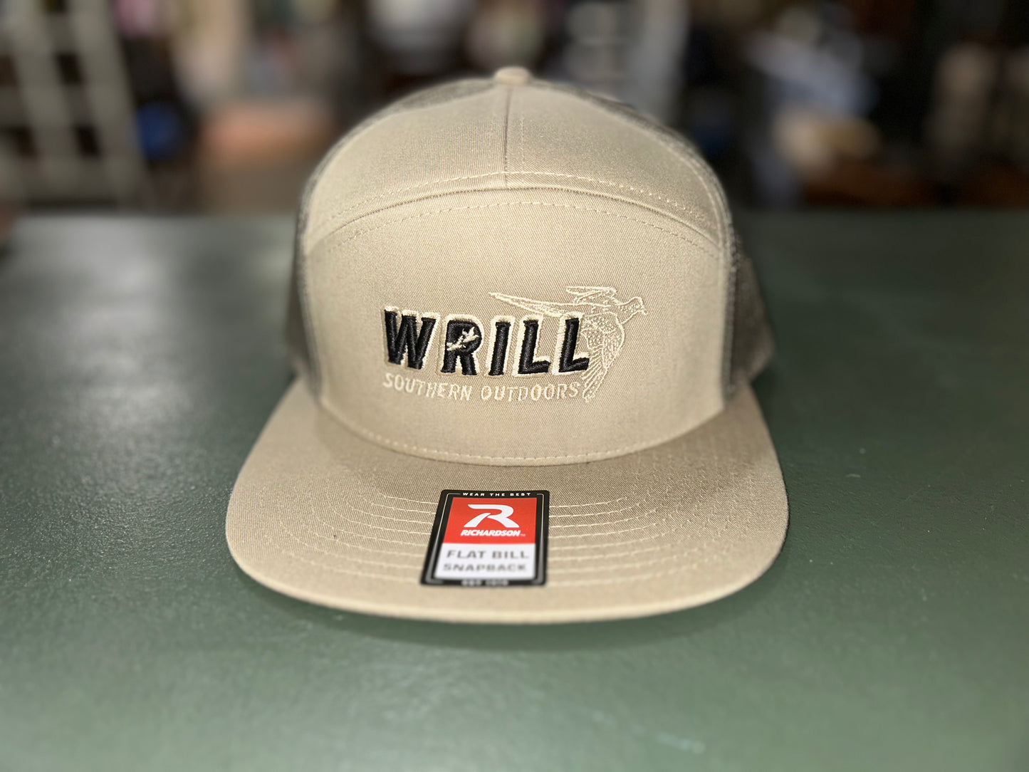 WRILL DOVE pale khaki/loden 7 panel Richardson 168 hat