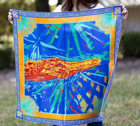 Austin Williams 
The Swamp Ocmulgee Alligator - Double-Sided Silk Scarf 25x25