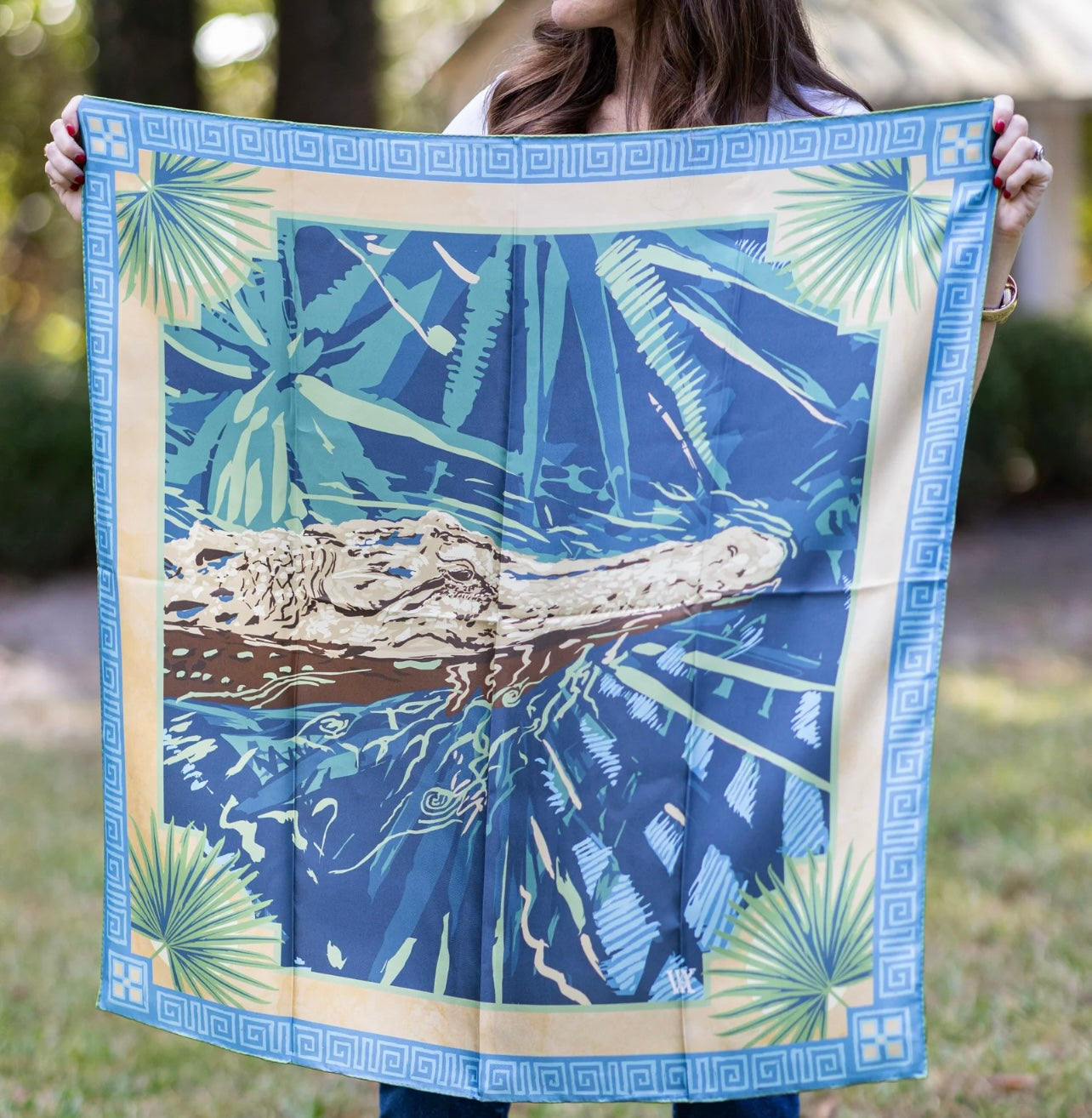 Austin Williams 
Blue Ocmulgee Alligator - Double-Sided Silk Scarf 35x35
