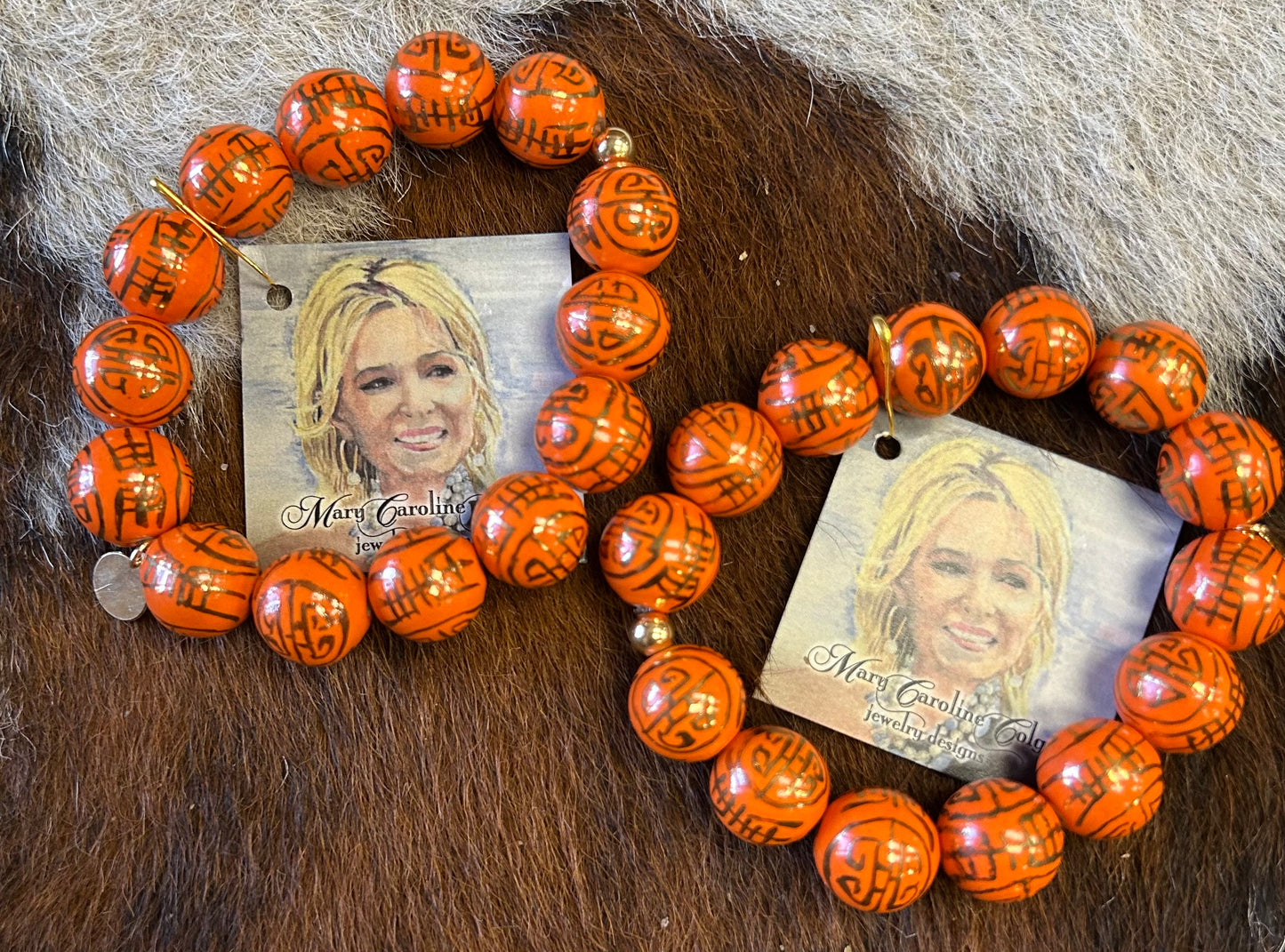 MCS Luxe Porcelain Bead Bracelet- Orange