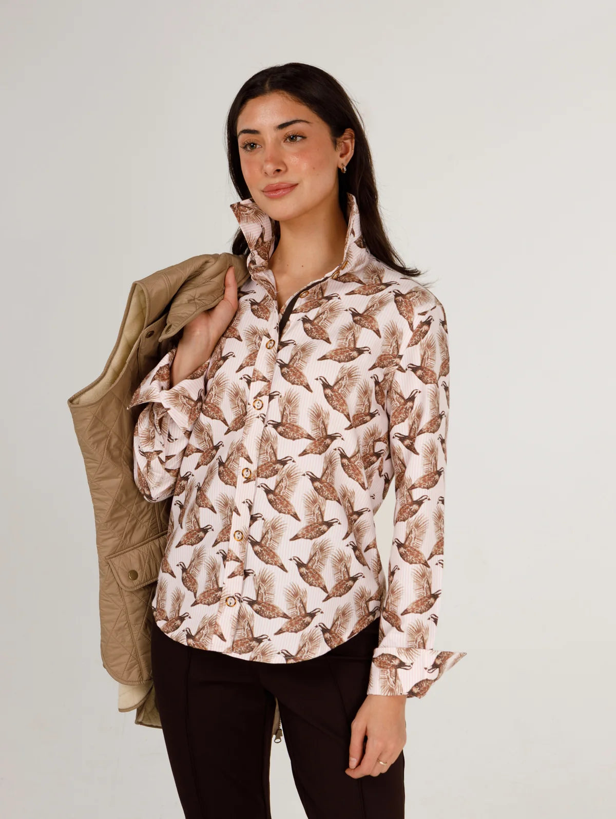 Liz Top in Holly Shae Luxe Oxford™️ Field & Quail Stripe