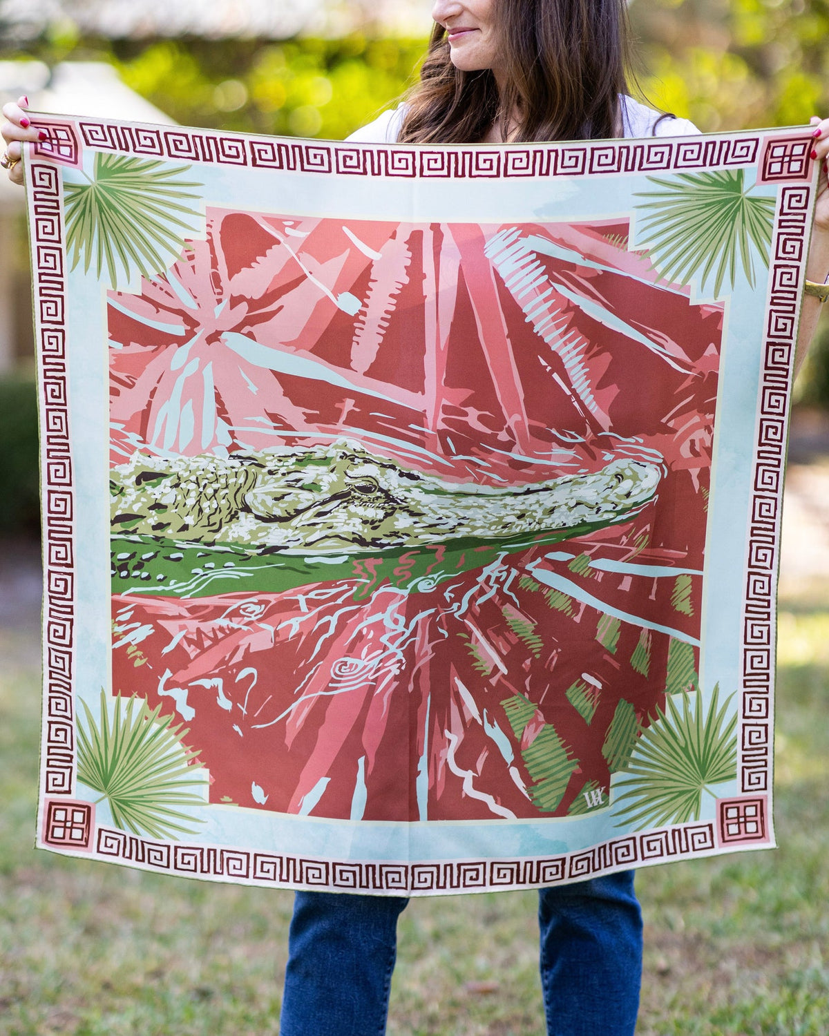 Austin Williams 
Pink Ocmulgee Alligator - Double-Sided Silk Scarf