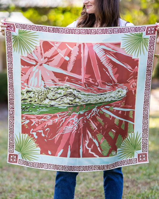 Austin Williams 
Pink Ocmulgee Alligator - Double-Sided Silk Scarf