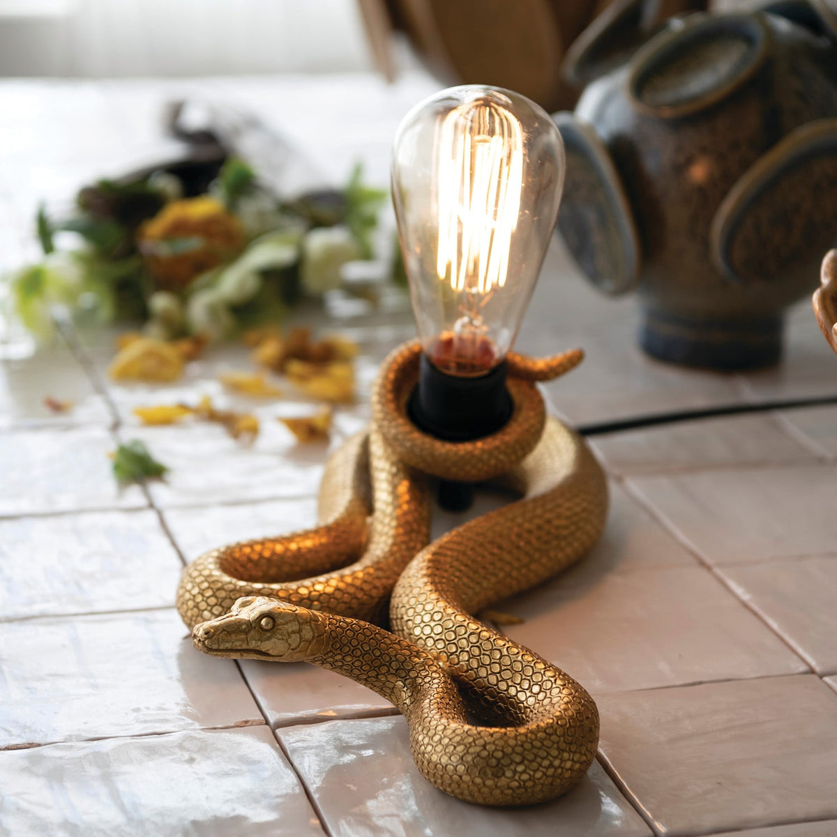 Resin Snake Shaped Lamp