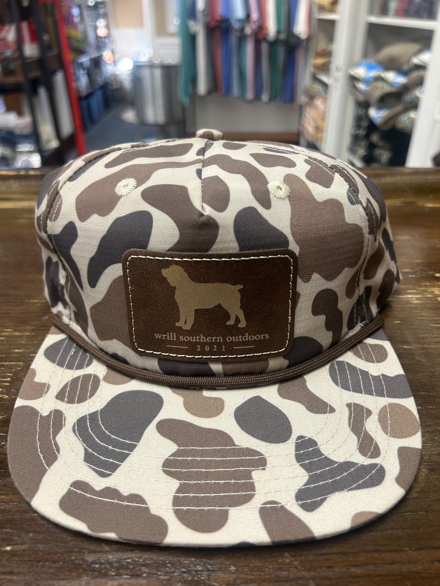 WSO Camo Leather Patch Rope Hat