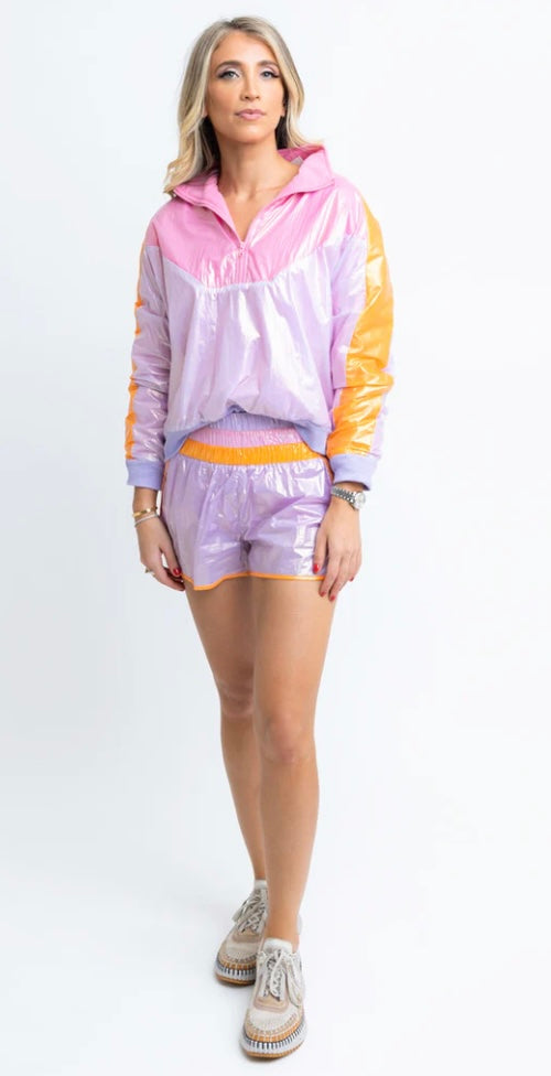 Color Block Retro Track Shorts