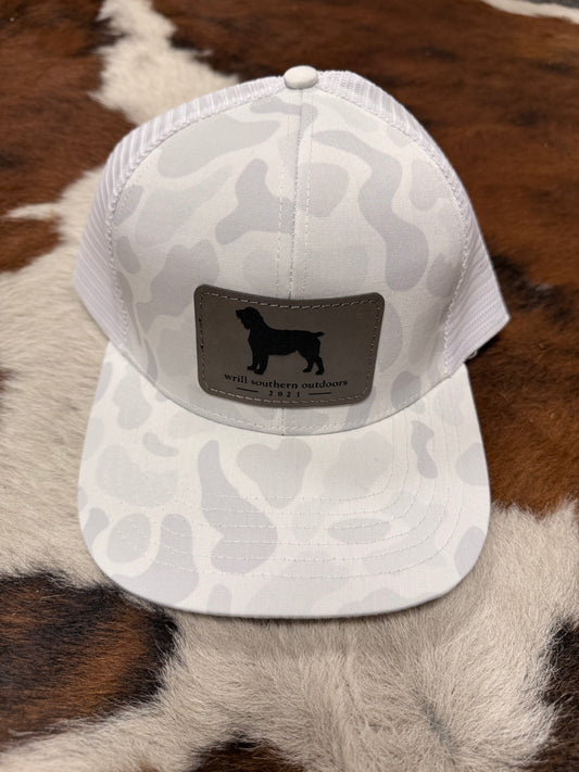 WSO White Camo Leather Patch Hat