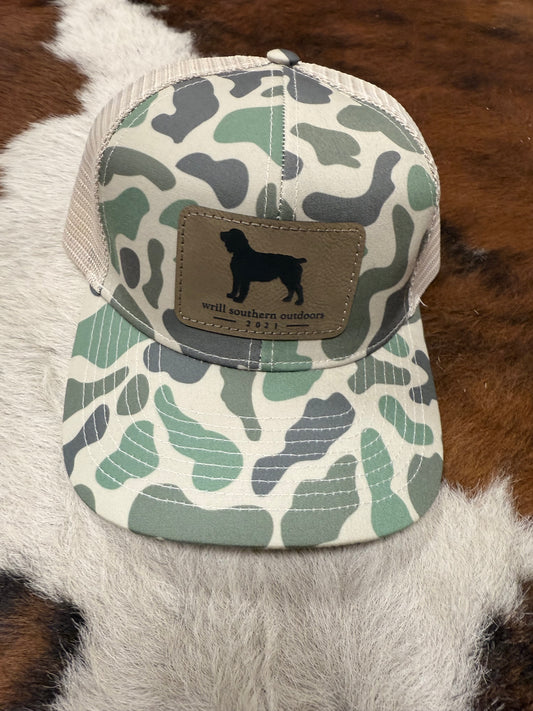 WSO Green Camo Leather Patch Hat