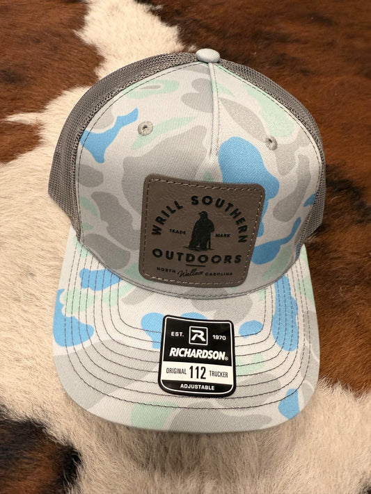 WSO Aqua Camo Leather Patch Hat