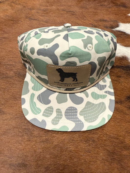 WSO Green Camo Leather Patch Rope Hat
