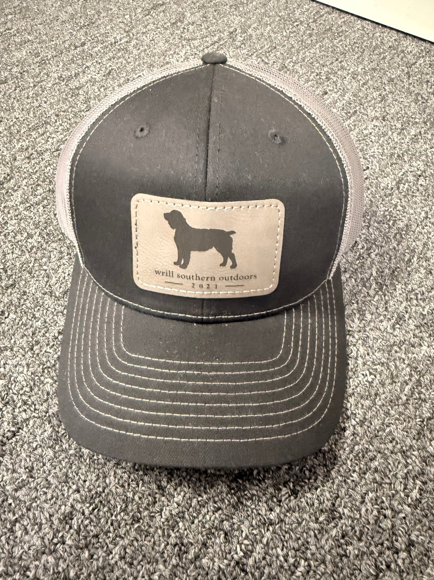 WSO Black/Grey Leather Patch Hat