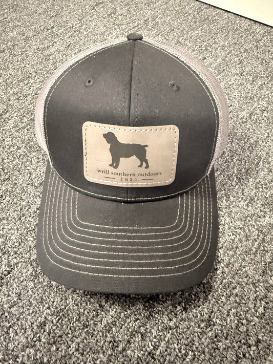 WSO Black/Grey Leather Patch Hat