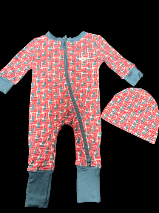 Burlebo Baby Zip Up American Flag Print
