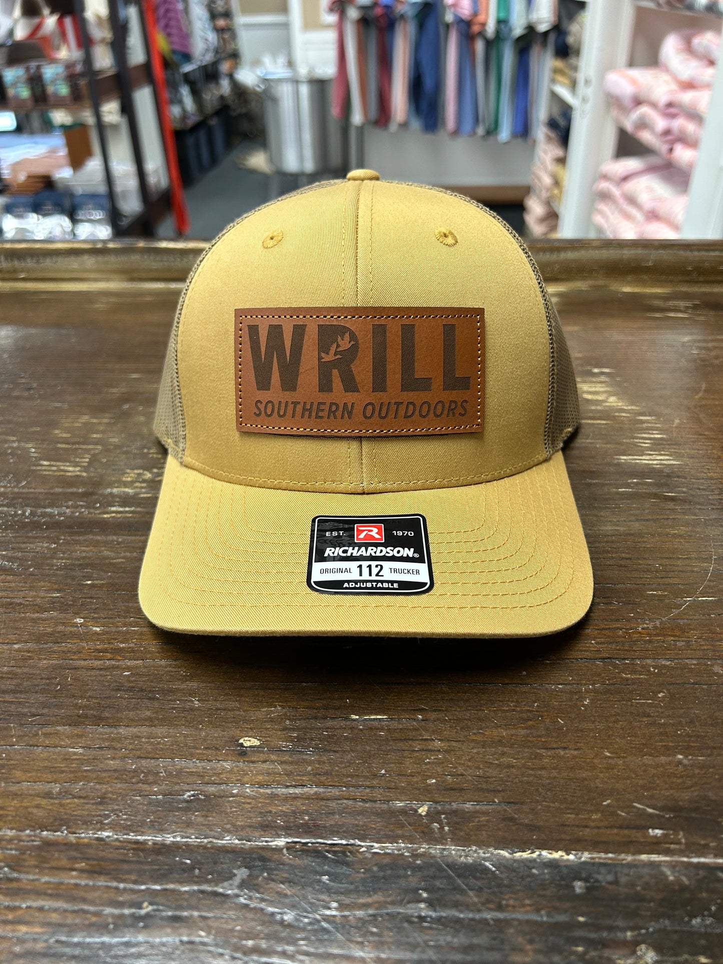 Wrill Vintage Gold Leather Patch Hat