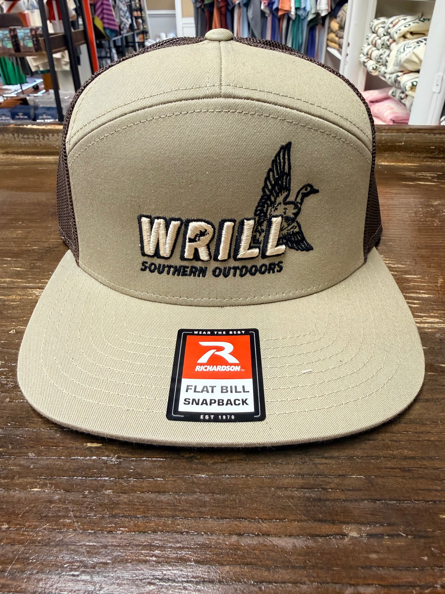 Wrill Tan/Brown 7 panel Flat Bill Hat