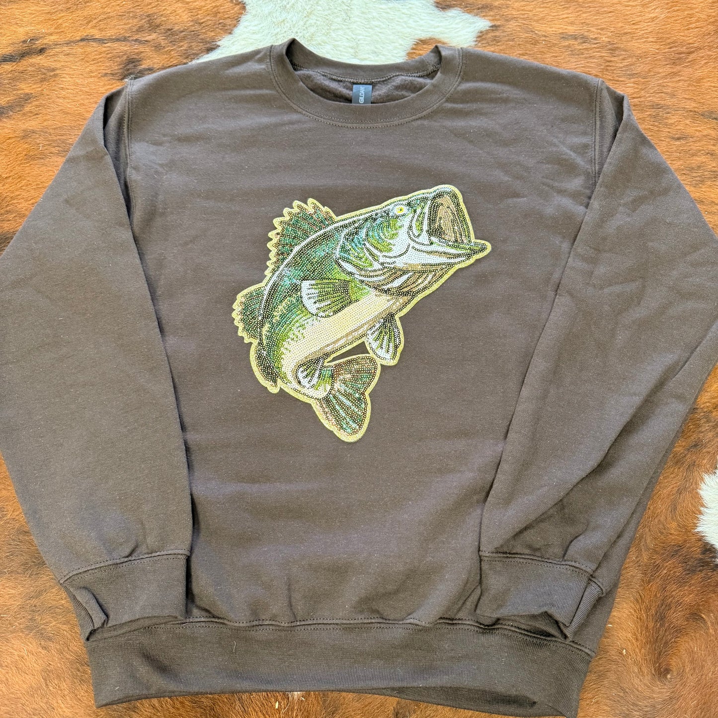 Bass Fishing Sequin Patch Sweatshirt 
