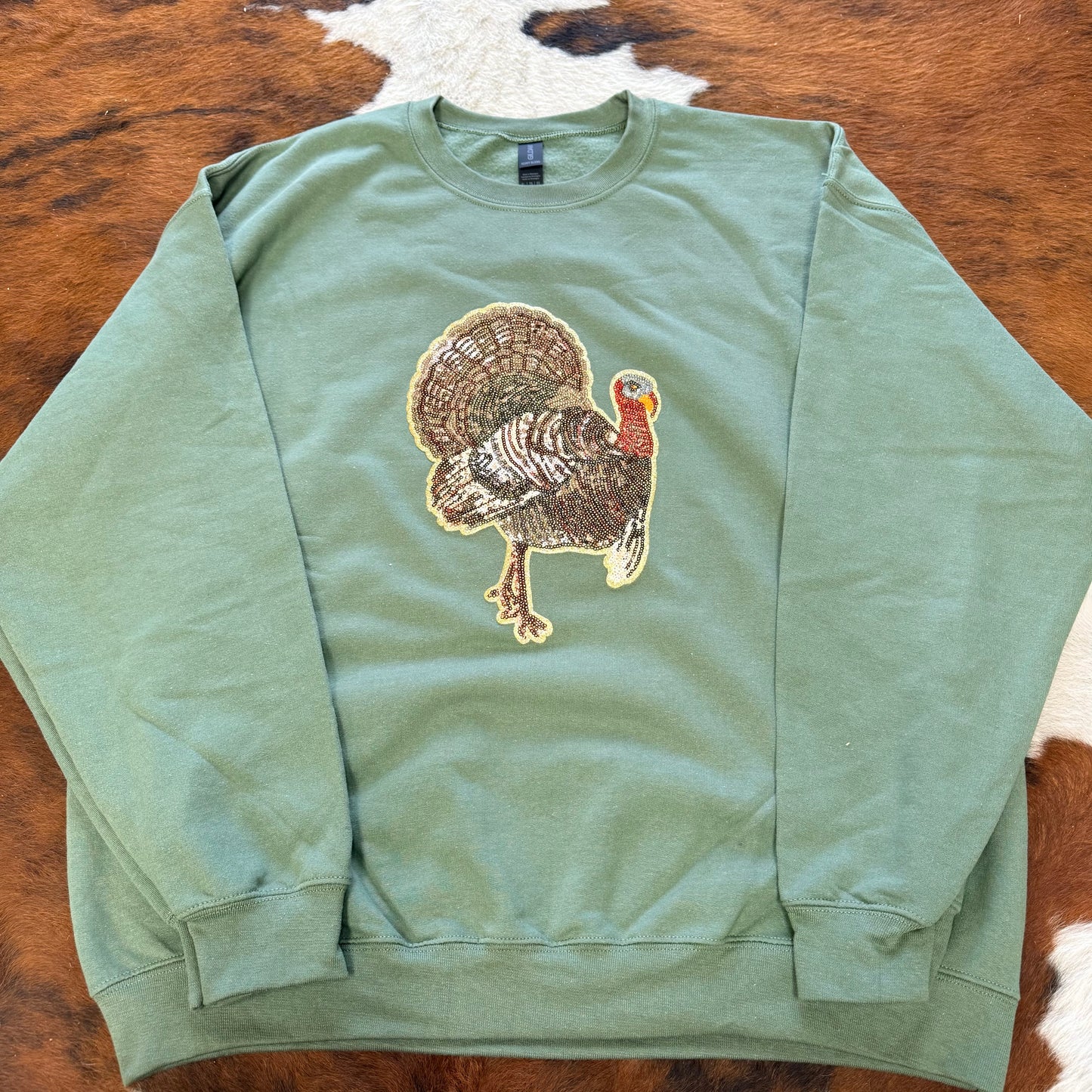 Turkey Hunting Sequins Patch Sweatshirt