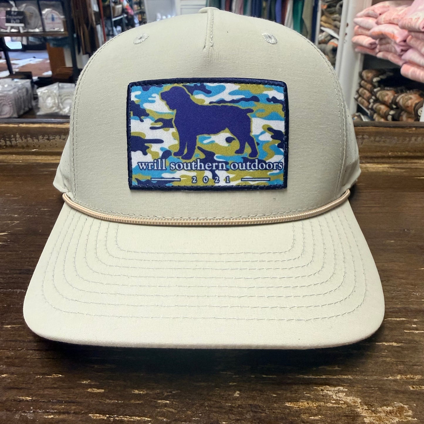 WSO Khaki Aqua Camo Patch Hat