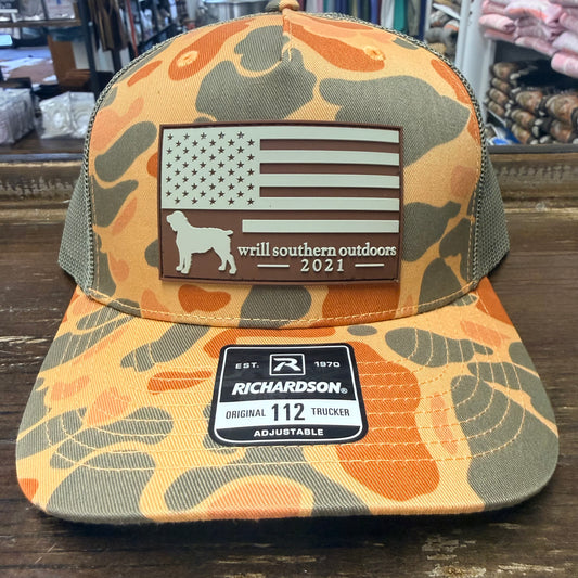 WSO Orange Camo Rubber Patch Hat