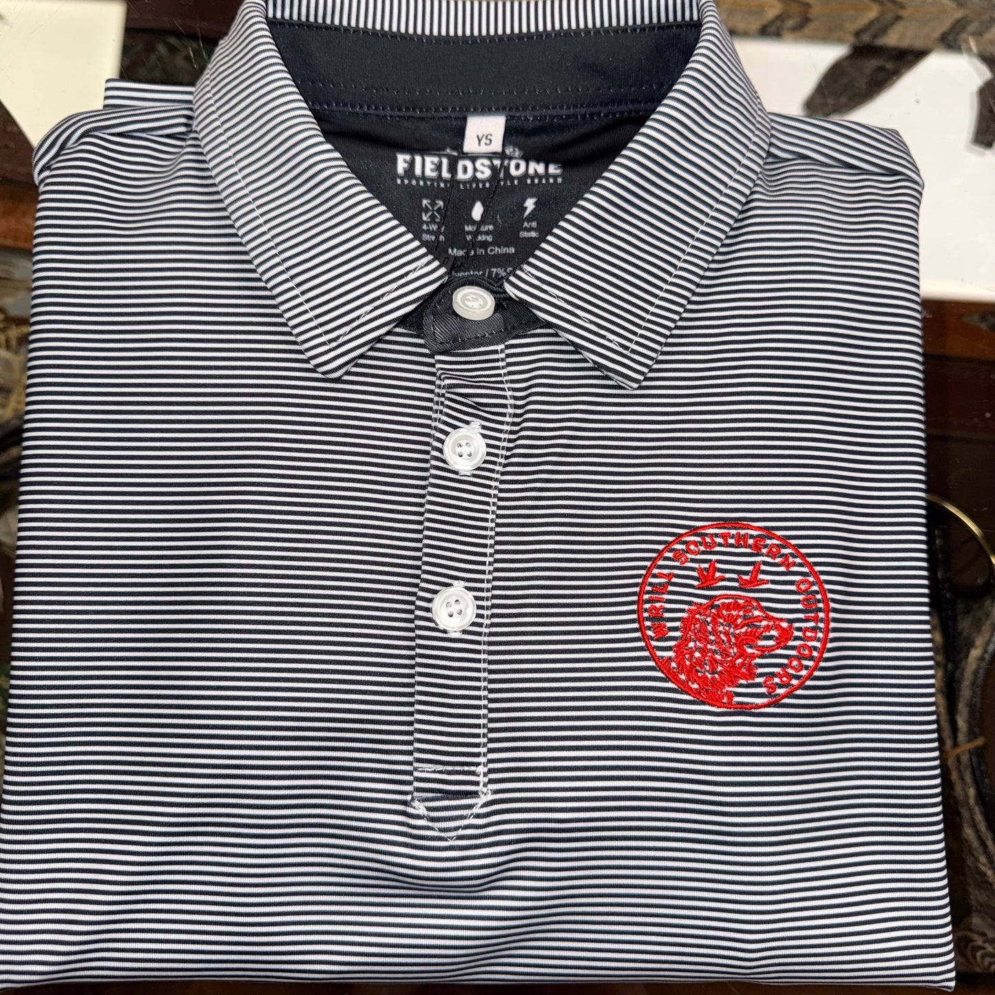 Fieldstone WSO Black/White Youth Polo