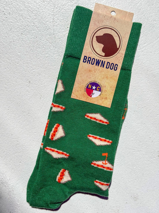 Pimento Cheese- Jolly Green Brown Dog Socks