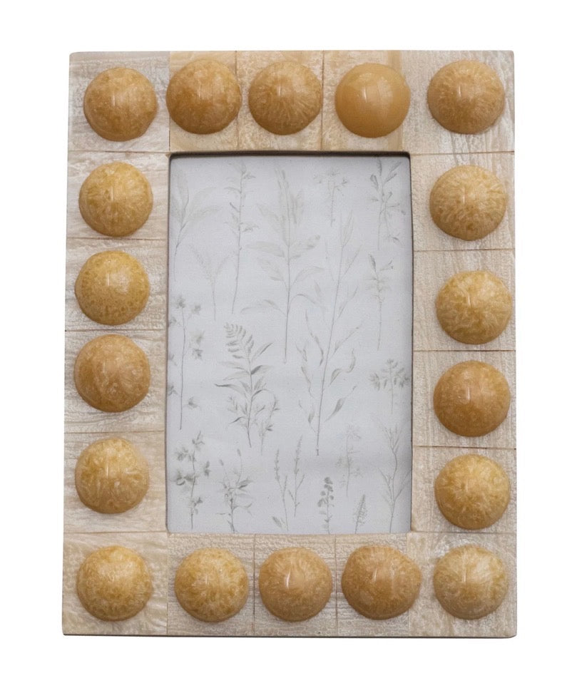 Cream Handmade Marbled Resin Bobbin Photo Frame