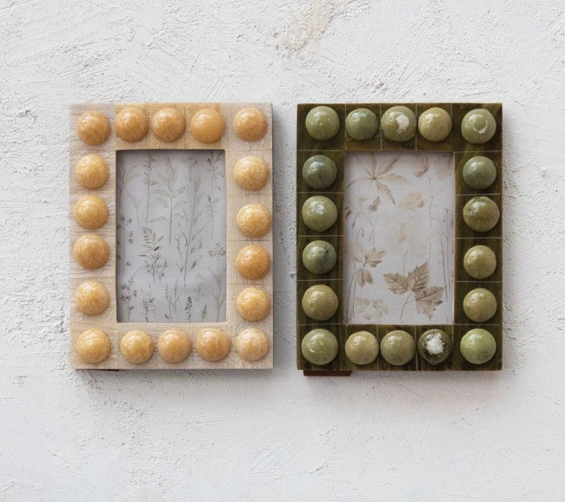 Green Handmade Marbled Resin Bobbin Photo Frame