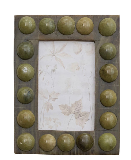 Green Handmade Marbled Resin Bobbin Photo Frame