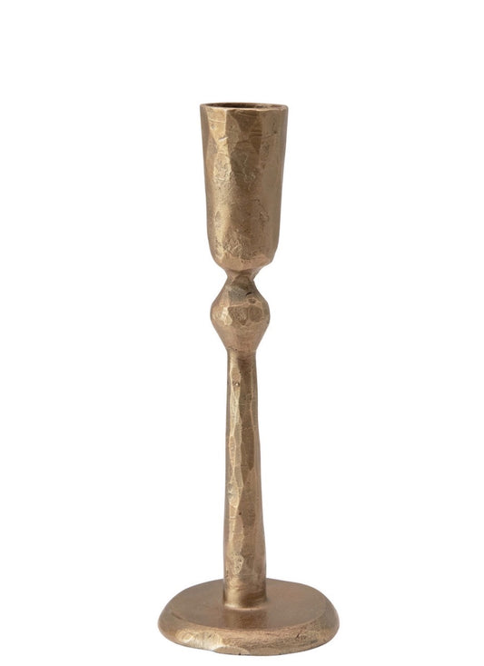 Hand-Forged Metal Taper Holder With Antique Brass Finish