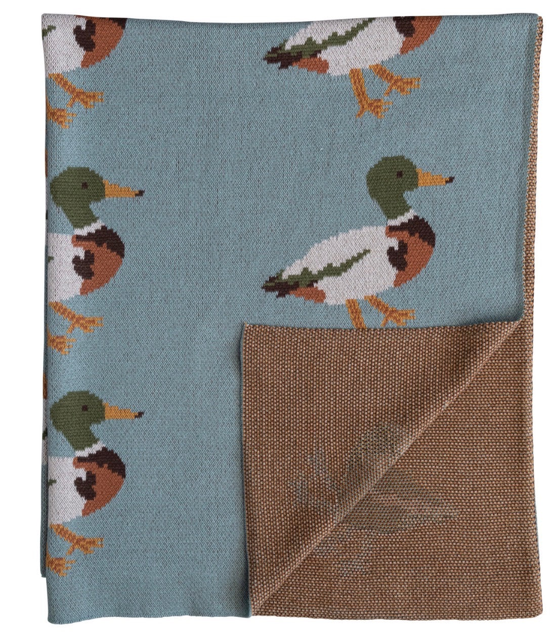 Cotton Knit Baby Blanket Wtih Ducks, Multi Color