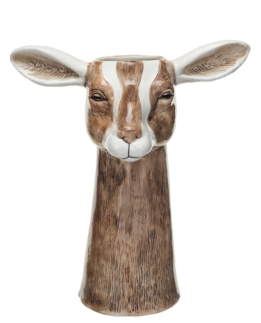 THE GOAT ~Hand Painted Stoneware Goat Vase