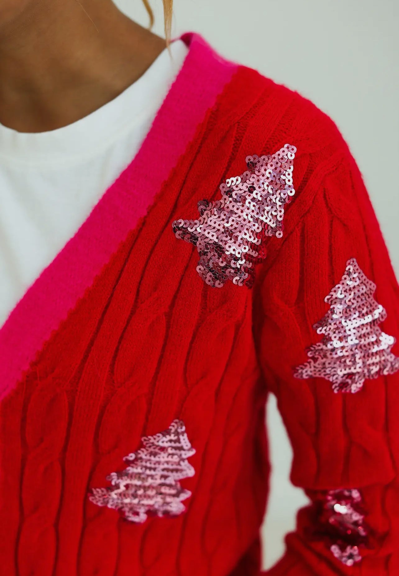 Sequin Christmas Tree Cardigan