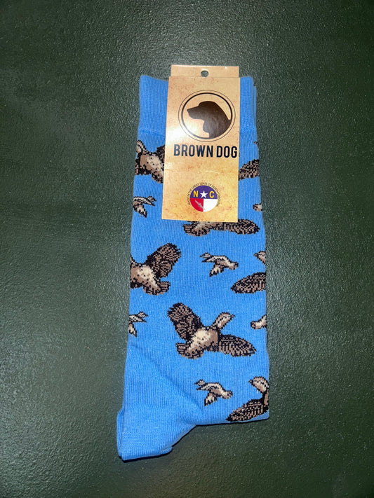 Flying Quail Bella blue brown dog socks