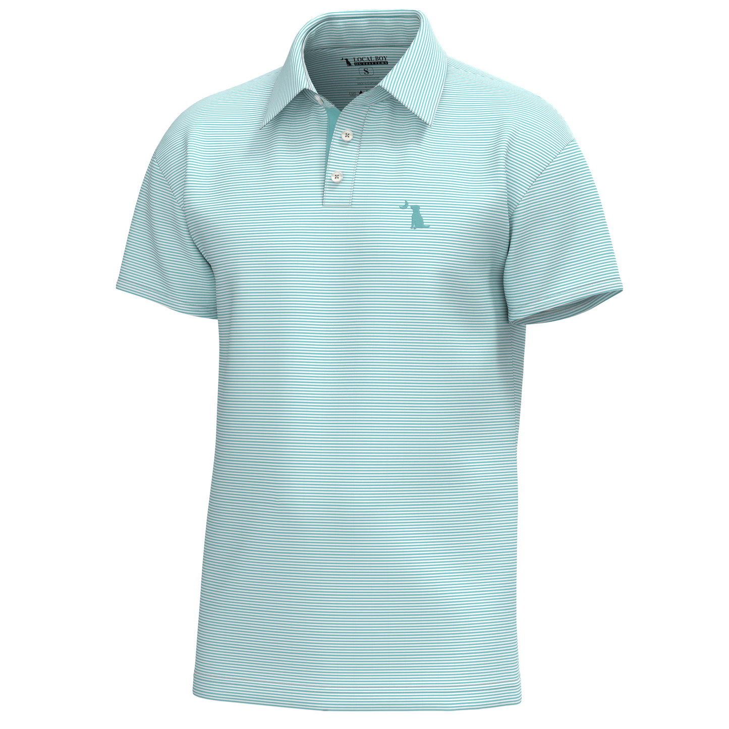 Local Boy YOUTH Palms Polo Aqua/White