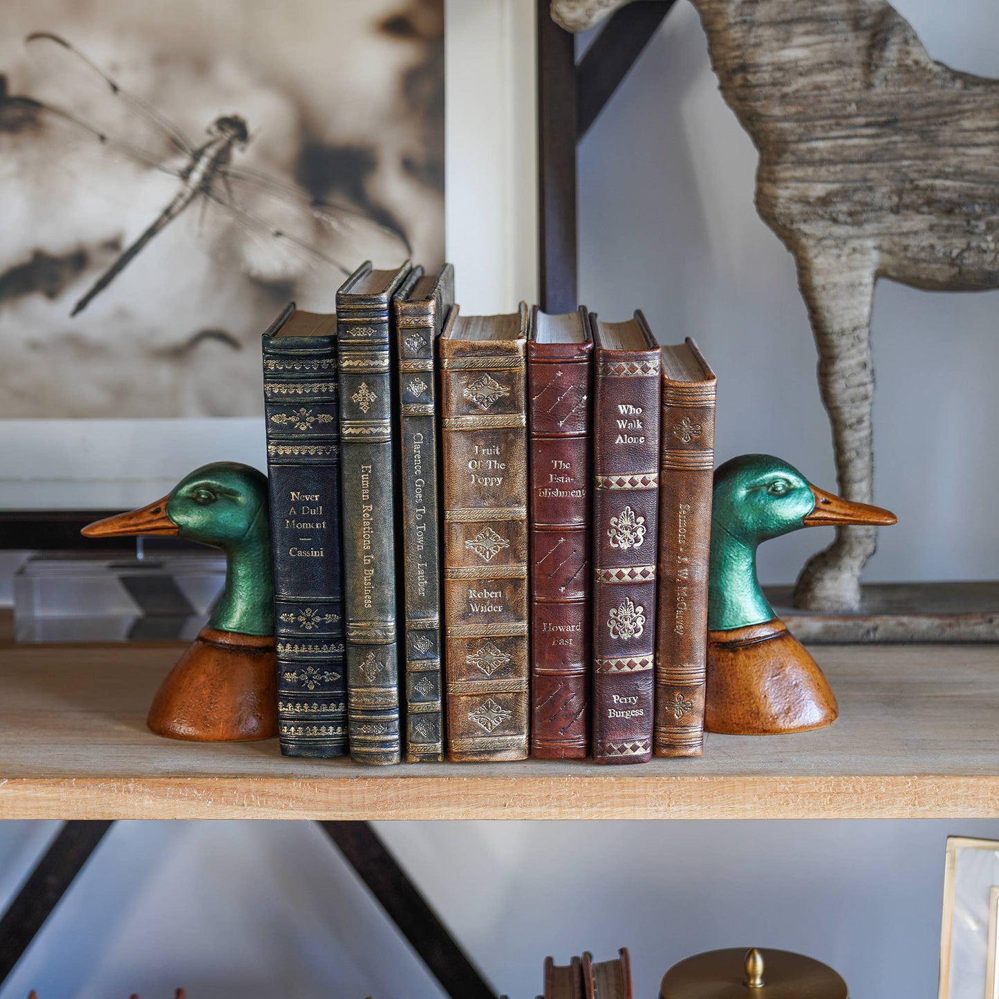 Fox Run Duck Decorative Bookend Set, Iron,