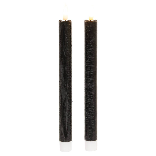 2/Set - Black Wax Timer Tapers - 10"H