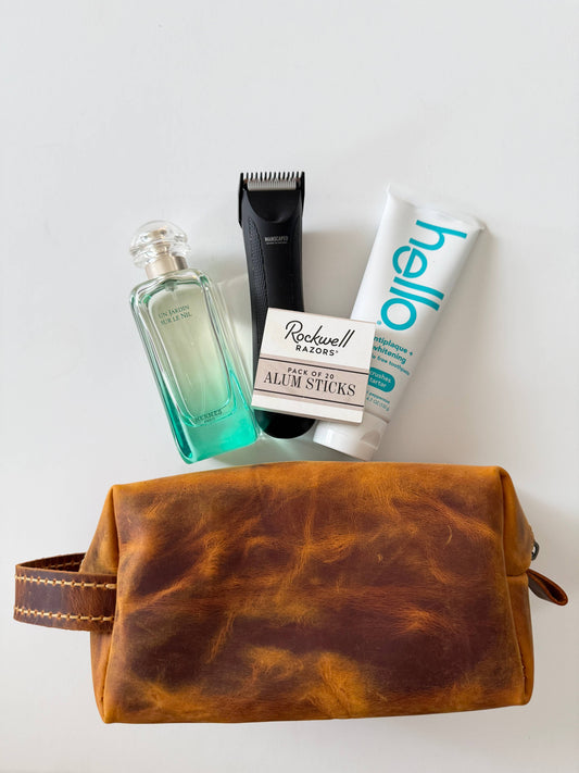 Toiletries Bag - Leather Dopp Kit