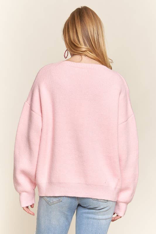 Pink Christmas Tree Accent Sweater