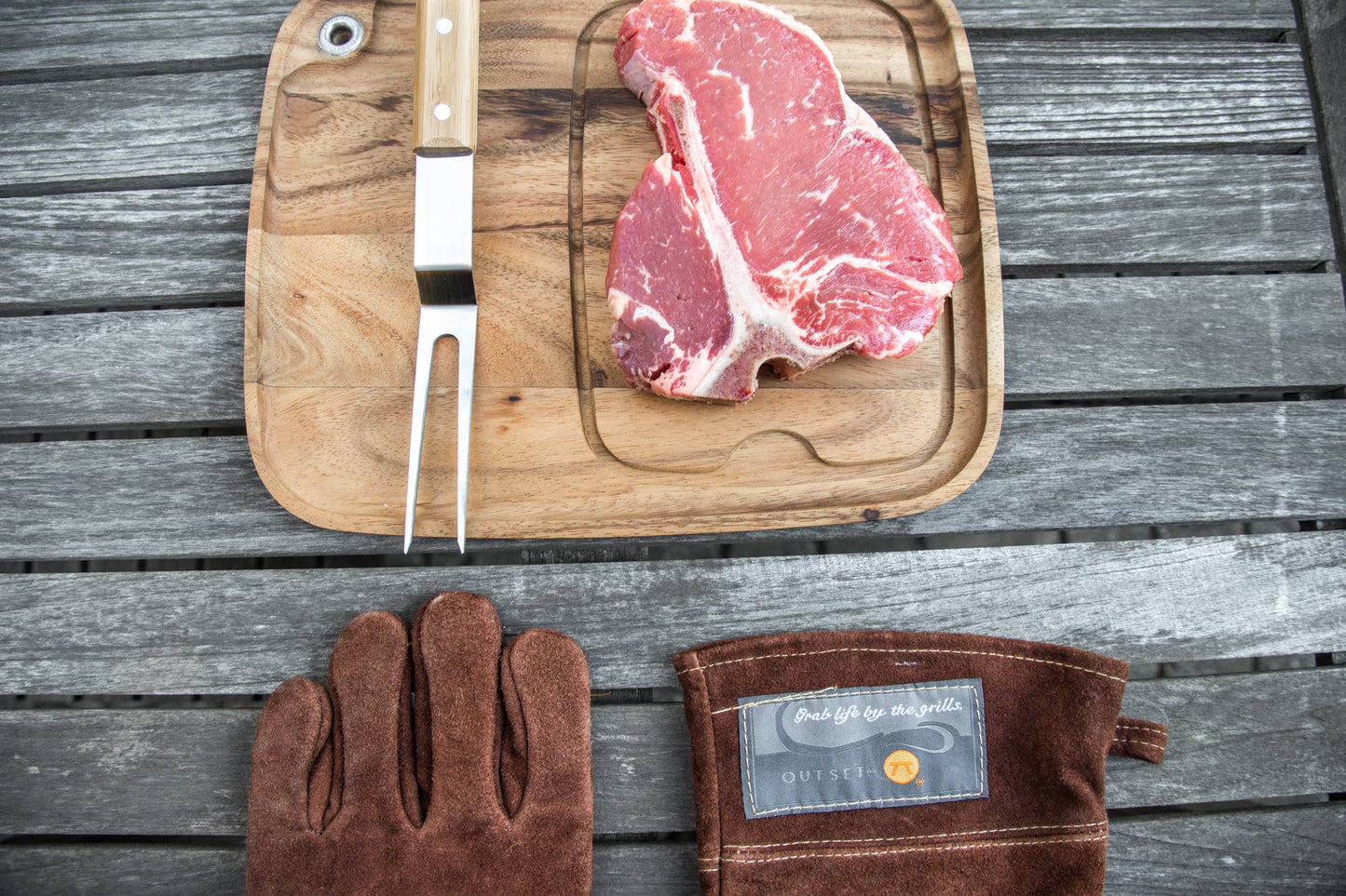 Brown Leather Grill Gloves, Set of 2
