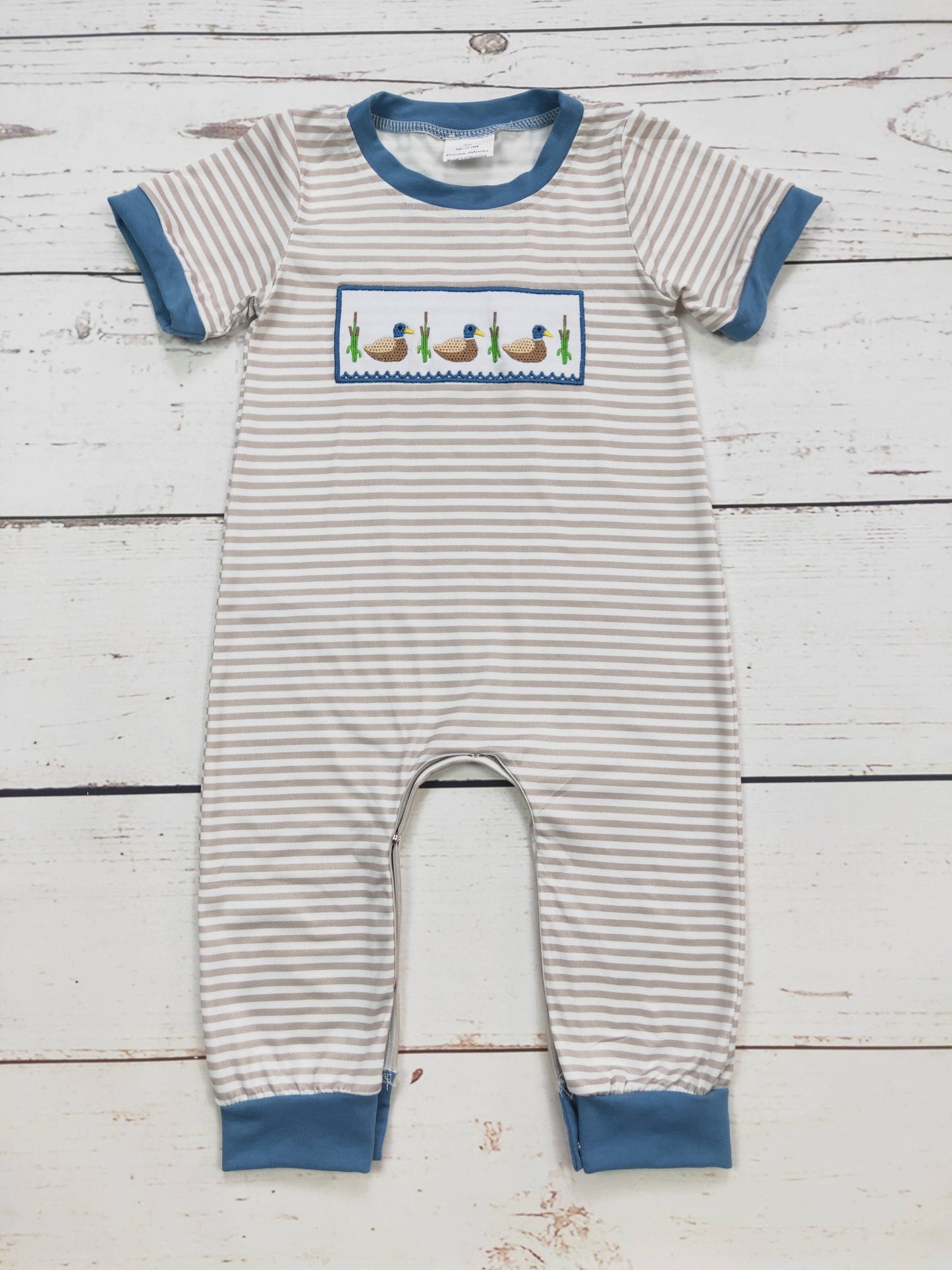 Baby Boy Duck Appliqué Long Pant Romper