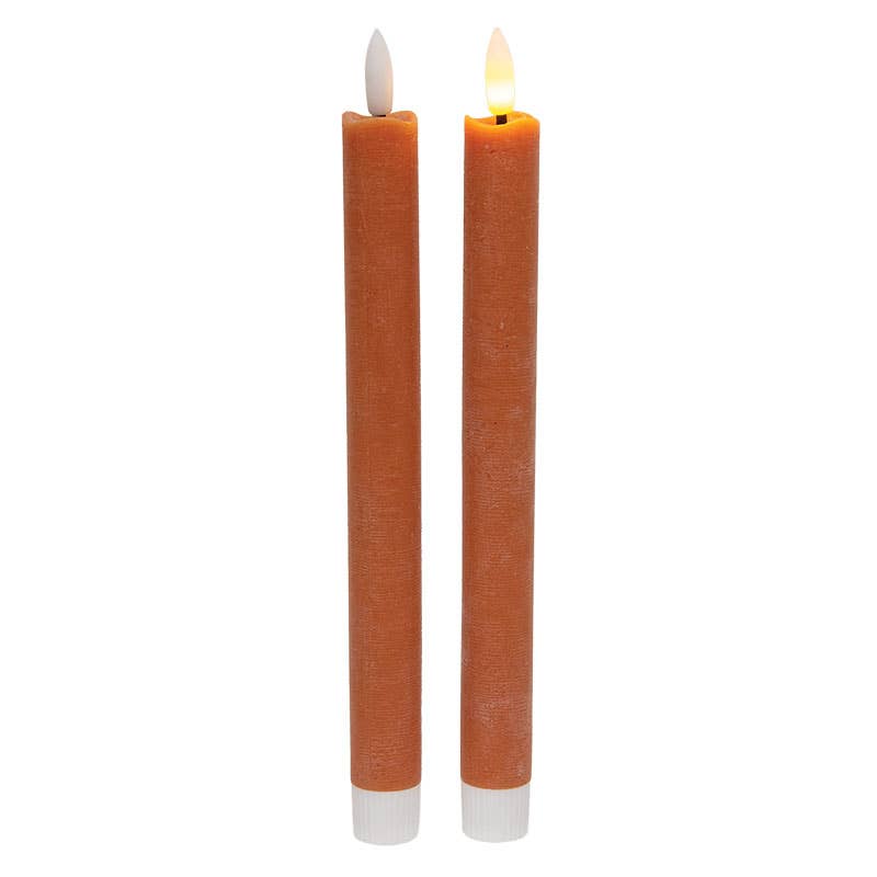 2/Set - Orange Wax Timer Tapers - 10"H