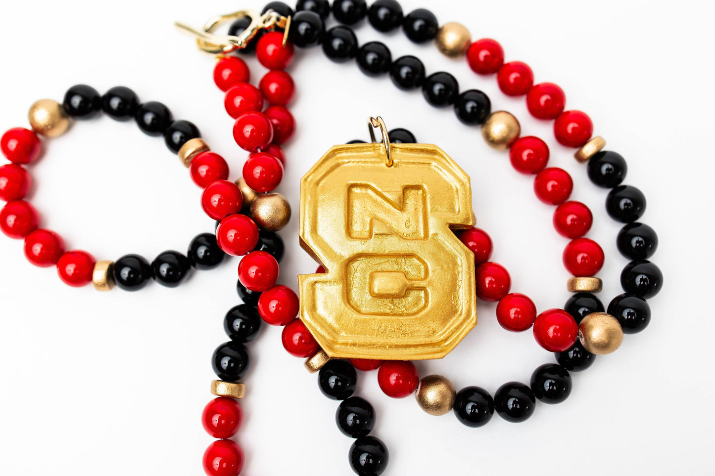 Hidden TruthBlack and Red Jade Double Strand with NC Medallion