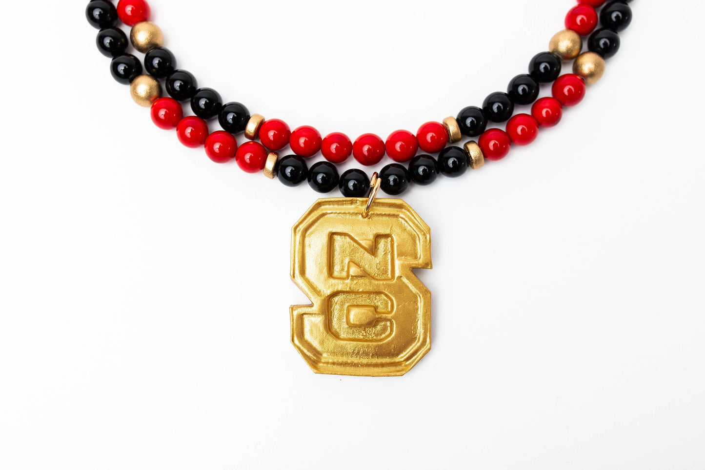 Hidden TruthBlack and Red Jade Double Strand with NC Medallion
