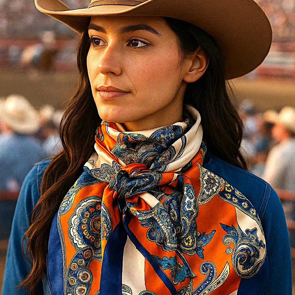 Orange & Blue Paisley Wild Rag/Scarf